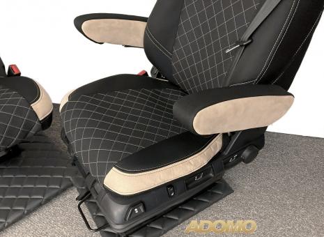 Lkw Sitzbezüge für Actros L ab 2022 MP5 MP4 Beifahrer klappbar beige 2 Armlehnen 