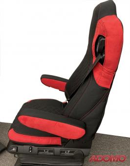 Lkw Sitzbezüge für Actros L ab 2022 MP5 MP4 Beifahrer klappbar rot 2 Armlehnen 