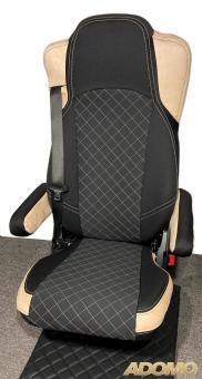 Lkw Sitzbezüge für Actros L ab 2022 MP5 MP4 Beifahrer klappbar beige 4 Armlehnen 