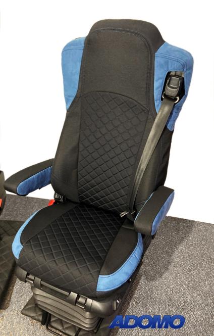 Lkw Sitzbezüge für Actros L ab 2022 MP5 MP4 Beifahrer klappbar blau 4 Armlehnen 