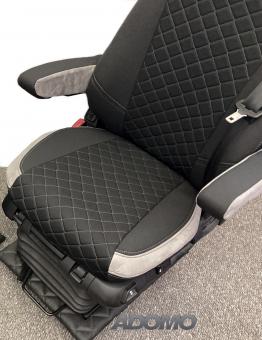 Lkw Sitzbezüge für Actros L MP5 MP4 Beifahrer klappbar grau 4 Armlehnen 