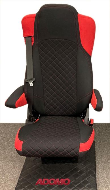 Lkw Sitzbezüge für Actros L ab 2022 MP5 MP4 Beifahrer klappbar rot 4 Armlehnen 