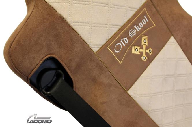 Sitzbezüge für Actros L ab 2022 MP5 und MP4 braun-beige Beifahrersitz klappbar Old Skool 