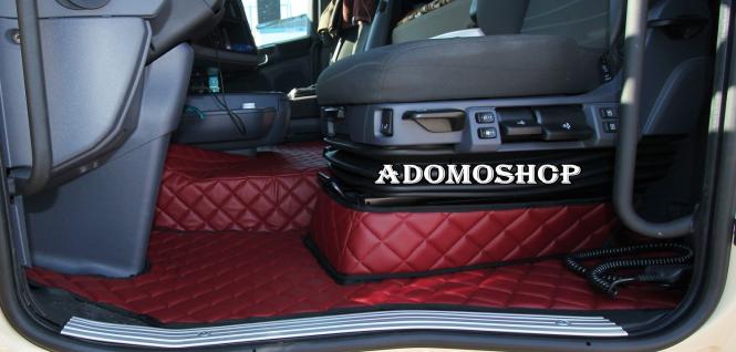 Fussmatten aus Kunstleder für Scania R ab 2013 mit neuem Recarositz in bordorot Luftgefedert 