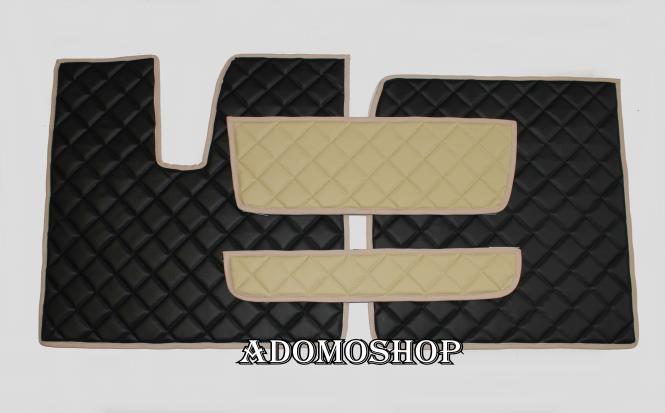 Kunstlederfussmatten für MAN TGX ab 2007, beige-schwarz-matt 