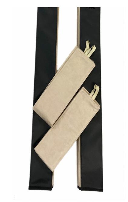 LKW Gardinen in Plissee-Look mit 2 Rückhalterbändern, beige-schwarz 