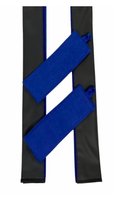 LKW Gardinen in Plissee-Look mit 2 Rückhalterbändern, blau-schwarz 