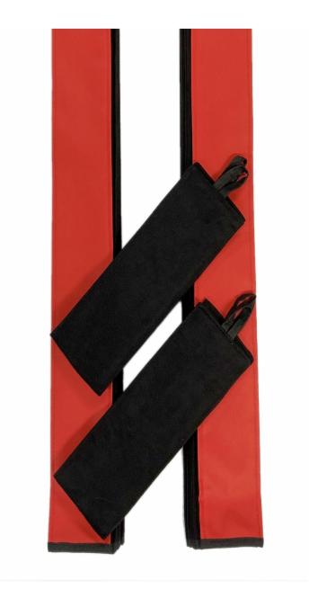 LKW Gardinen in Plissee-Look mit 2 Rückhalterbändern, schwarz-rot 