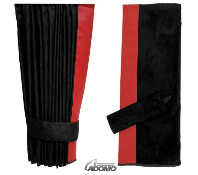 2 Seitengardinen für DAF ab 2021 XF-new XG XG+ schwarz - rot OHNE oder MIT old skool 