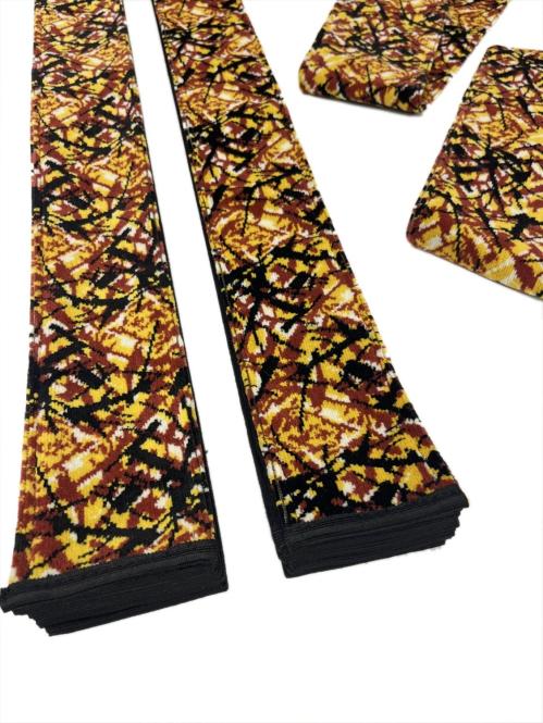 LKW Gardinen mit Kante aus dänisch Plüsch in gelb mit 2 Rückhaltebändern 