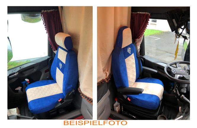 Sitzbezüge für Scania S und R New Generation ab 2017mit klappbarem Beifahrersitz-separate Kopfstütze, braun-beige 