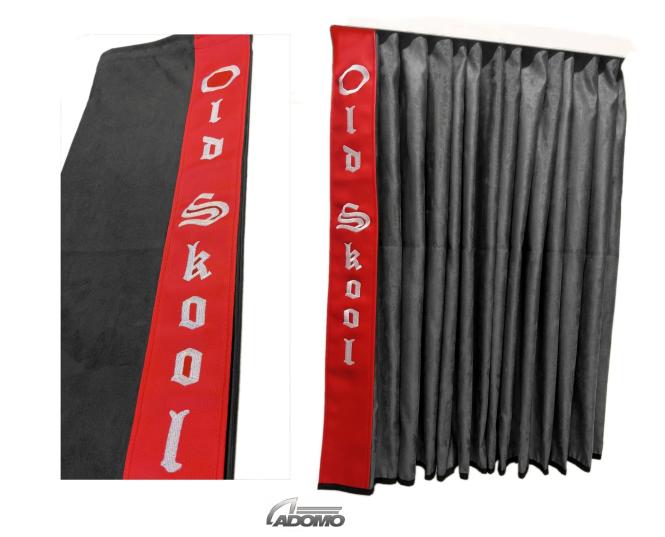 2 Seitengardinen für Volvo FH Aero FH4 ​​​​​​FH5 grau- rot OHNE oder MIT old skool 