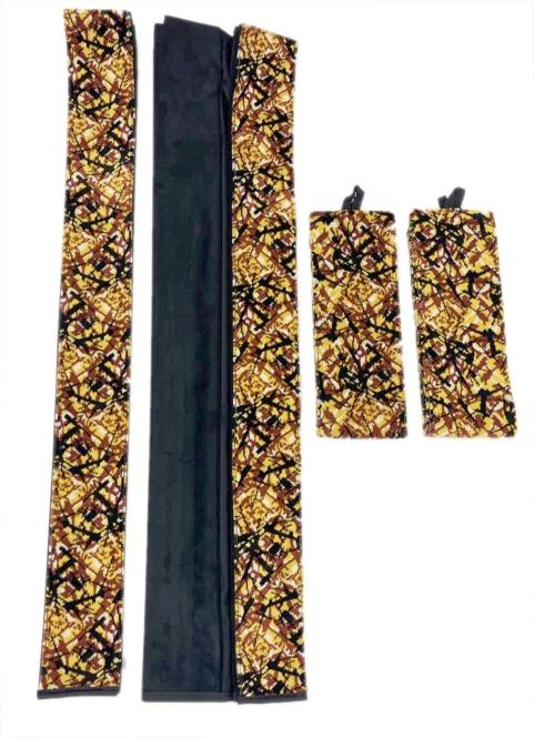 LKW Gardinen mit Kante aus dänisch Plüsch in gelb mit 2 Rückhaltebändern 