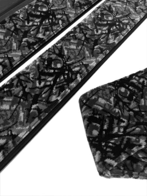 LKW Gardinen mit Kante aus dänisch Plüsch in grau mit 2 Rückhaltebändern 