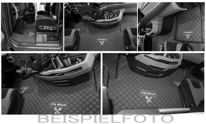 Kunstlederfußmatten für Man TGX ab 2020 schwarz-matt Old Skool 