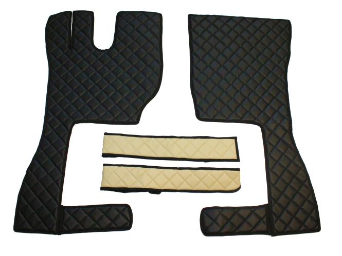 Kunstlederfußmatten mit Sitzsockel für Volvo FH4, FH5 beige-schwarz-matt 