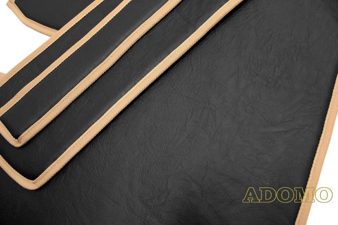 Kunstleder Fußmatten für Mercedes Actros MP5 und MP4 Solostar, schwarz-glatt. Umrandung beige 