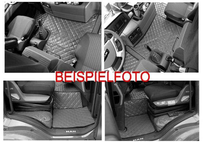 Kunstlederfußmatten für Man TGS und TGL ab 2007 bis 2018, Manualschaltung, schwarz-beige-matt 