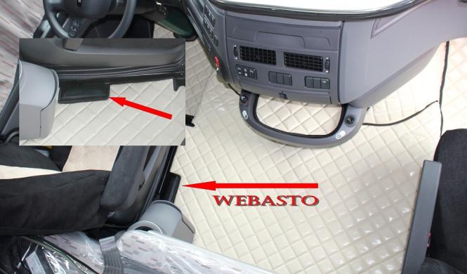 Kunstleder Fußmatten für DAF XF 106 mit Sitzsockeln - Braun 