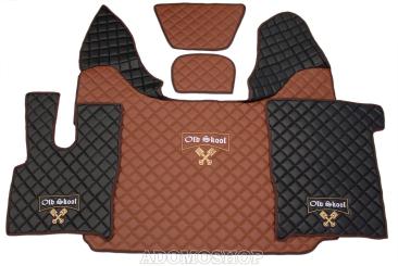 Kunstleder Fußmatten für DAF XF 106 braun - schwarz Old Skool