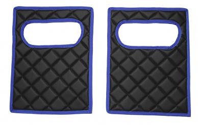 Kühlschranktürverkleidung aus Kunstleder für Actros MP5 und MP4, schwarz-blau umr.-matt