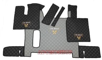 Kunstlederfußmatten für Man TGX ab 2018 grau-schwarz-Old Skool