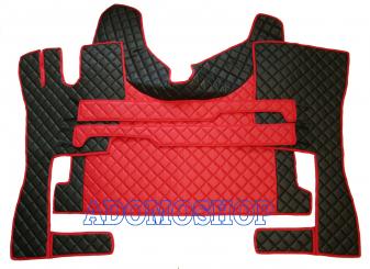 Kunstlederfußmatten mit Sitzsockel für Volvo FH4, FH5 schwarz-rot-matt