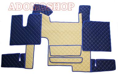 Kunstleder fussmatten für MAN TGX ab 2007 automatik 2 Schubladen beige-blau-matt