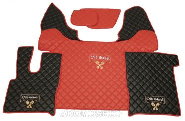 Kunstleder Fußmatten für DAF XF 106 rot - schwarz Old Skool
