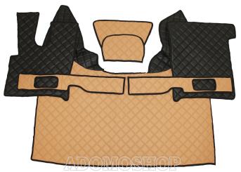 Kunstlederfußmatten mit Sitzsockel für DAF XF 106 ab 07/2017 cappuccino - schwarz