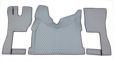 Kunstleder Fußmattenset für Volvo FH Aero FH5 FH4 in grau - matt, Doppelsteppung