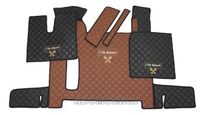 Kunstlederfußmatten für Man TGX ab 2018 braun-schwarz-Old Skool