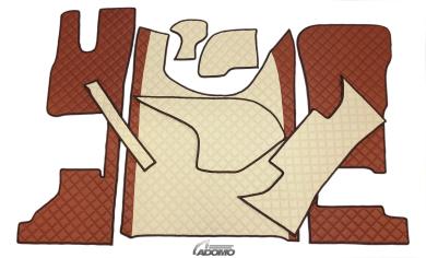 Kunstlederfußmatten mit Sitzsockel für DAF ab 2021 XG, XG+ klappbar braun-beige