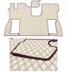 Kunstleder Fußmatten für SCANIA S ab 2017 in Beige-matt, Doppelsteppung, drehbar