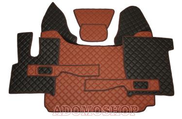 Kunstleder Fußmatten für DAF XF 106 mit Sitzsockel schwarz - braun