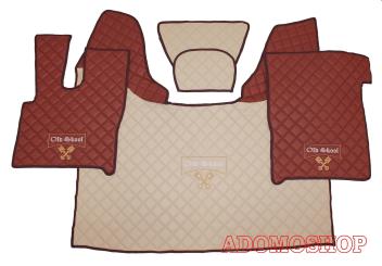 Kunstlederfußmatten  für DAF XF 106 ab 07/2017 beige - braun Old Skool