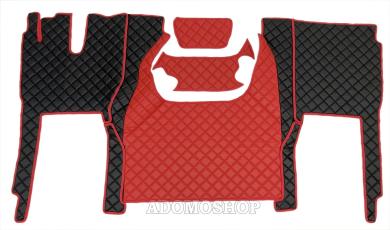 Kunstlederfußmatten für Iveco S-Way ab 2020 schwarz-rot-matt