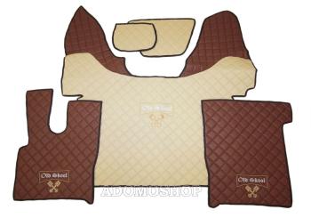 Kunstleder Fußmatten für DAF XF 106 beige - braun Old Skool