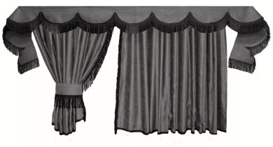 Lkw Gardinen für Volvo FH Aero FH5 FH4 grau - schwarz gratis Gardinenhaken