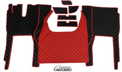 Kunstlederfußmatten für Iveco S-Way ab 2025 schwarz - rot, matt