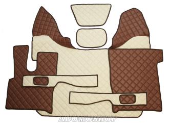 LKW Kunstleder Fußmatten für DAF XF 106 mit Sitzsockel in beige - braun matt