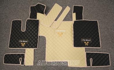 Kunstlederfussmatten für MAN TGX ab 2007 beige - schwarz Old Skool