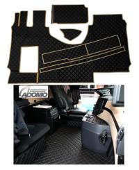 Kunstleder Fußmatten für Mercedes Actros MP5 und MP4 Solostar, schwarz Umr. beige