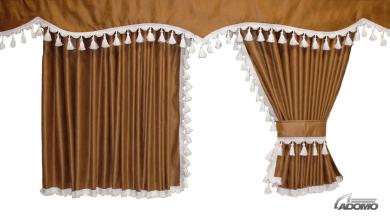 Lkw Gardinen für Scania Highline/Topline, gratis Gardinenhakenbraun-weiss 