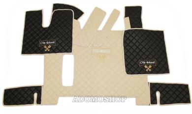 Kunstlederfußmatten für Man TGX ab 2018 beige-schwarz-Old Skool