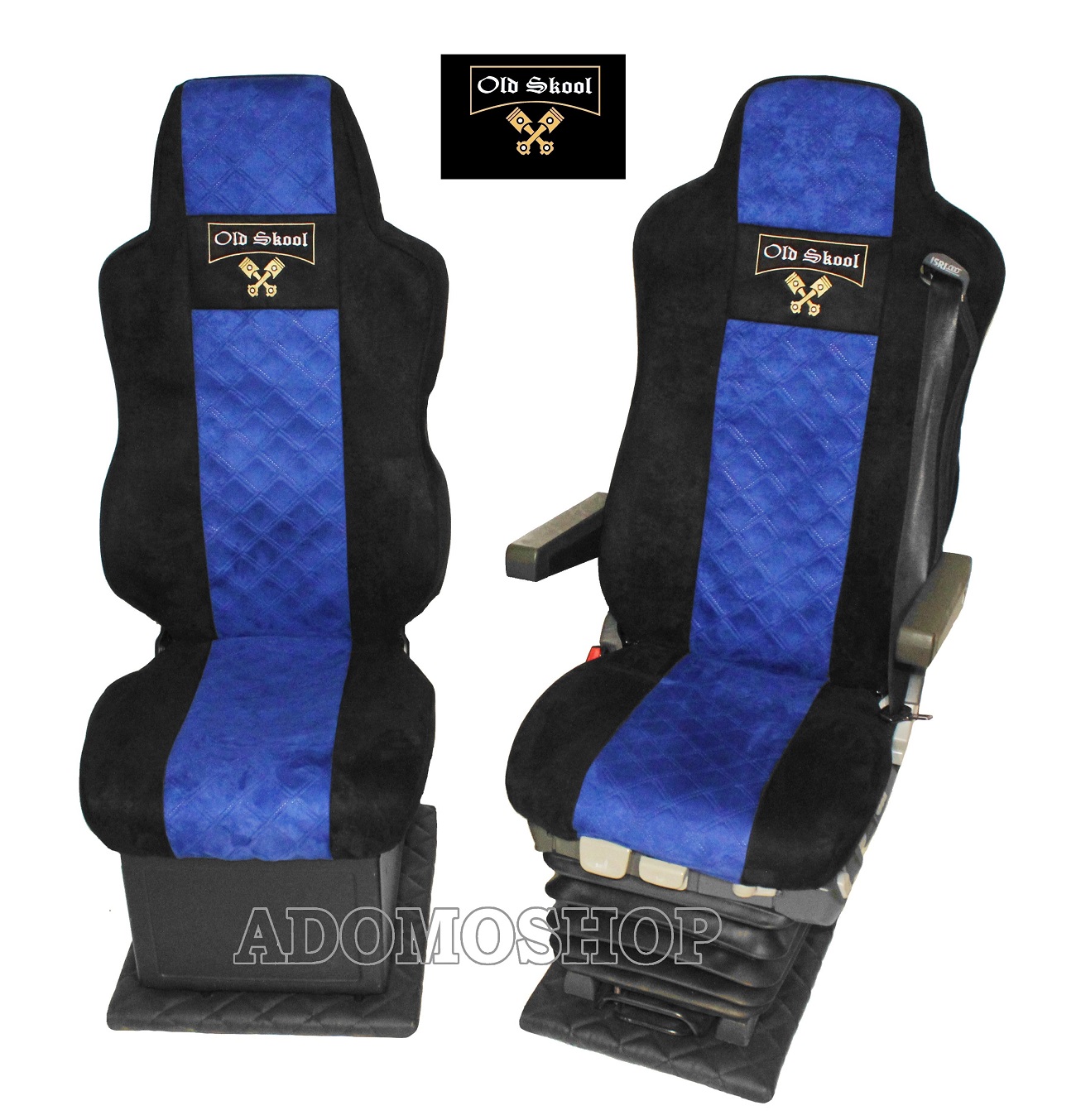 Sitzbezüge für MAN TGX TGA TGL TGM TGS schwarz-blau 1 Gurt Old Skool