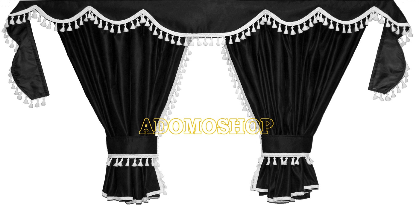 Adomo Lkw Shop Gardinen Fur Mercedes Actros Mp5 Und Mp4 Schwarz Weiss Fransen 4cm Lkw Zubehor