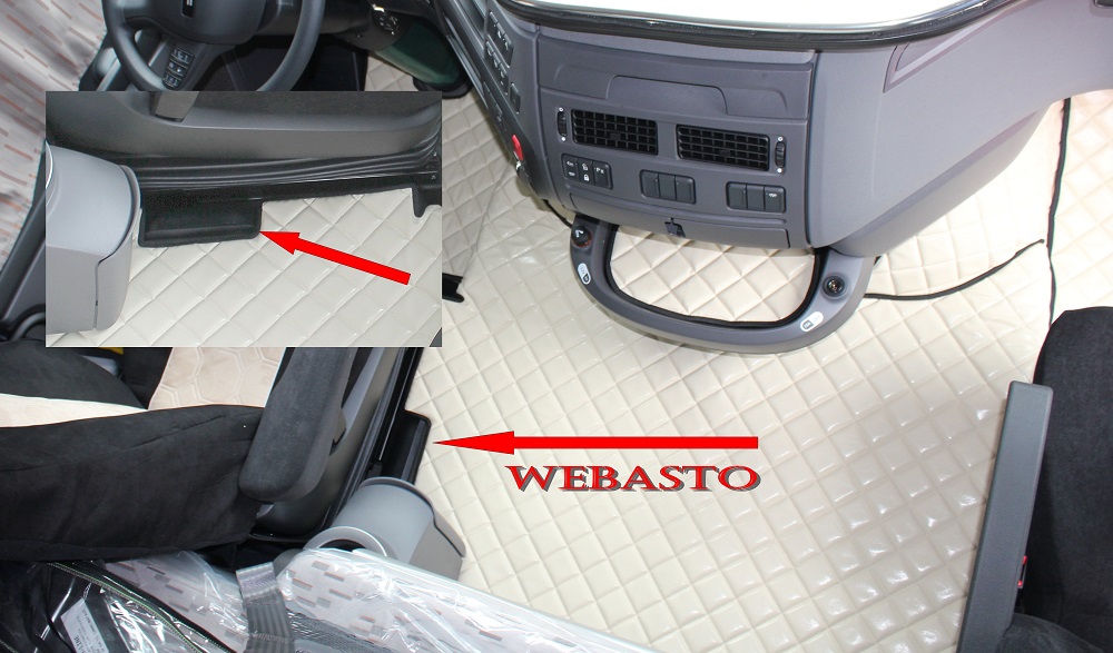 Adomo Kunstleder Fußmatten für DAF XF 106 mit SitzsockelnBraun LKWZubehör